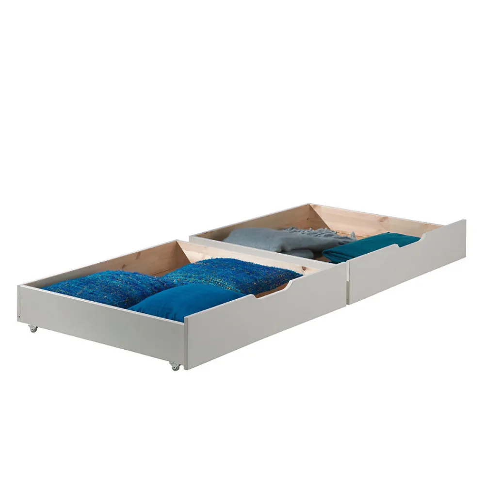 Lit superpose 90-140x200 sommiers et tiroirs inclus Vipack Scott Blanc>Petits-Meubles Online