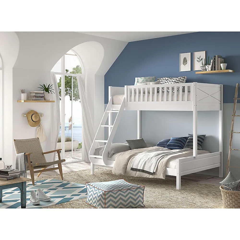 Lit superpose 90-140x200 sommiers et tiroirs inclus Vipack Scott Blanc>Petits-Meubles Online