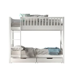Petits-Meubles Lit superpose 90x200 sommiers et tiroirs inclus Vipack Scott Blanc*Enfant Lit Enfant