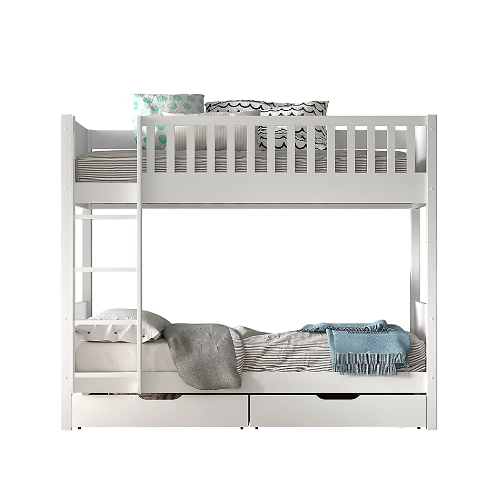 Petits-Meubles Lit superpose 90x200 sommiers et tiroirs inclus Vipack Scott Blanc*Enfant Lit Enfant