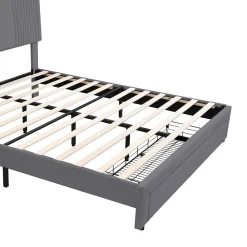 Lit tapissé 140 par 200 cm lit double LED USB dossier tiroir velours gris adultes et adolescents><noscript><img width=