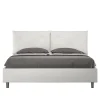 Ityhome Lit tapissé en simili cuir blanc Appia sans sommier 160x190* Lit Coffre