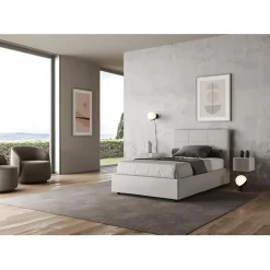 Ityhome Lit tapissé en simili cuir blanc sans sommier Mika 140x210* Lit Coffre