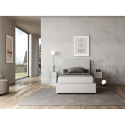 Ityhome Lit tapissé en simili cuir blanc sans sommier Mika 120x200* Lit Coffre