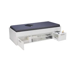 Lit TESS 90x190 + chevet + étagère + rangement / Blanc>Weber Industries Online