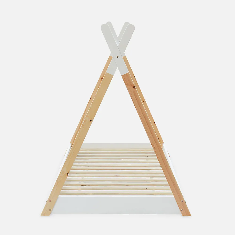 Lit Tipi. pin naturel blanc - sommier à lattes inclus. 90x190cm - Tobias>Sweeek Sale