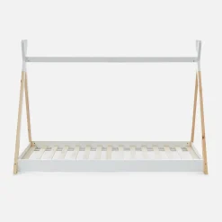 Lit Tipi. pin naturel blanc - sommier à lattes inclus. 90x190cm - Tobias><noscript><img width=