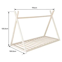 Lit tipi pour enfant 190x90cm blanc VALENTIN -><noscript><img width=