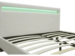 Habitat Et Jardin Lit tissu bouclette avec LED "Maria" 140x190cm Crème* Lit Coffre