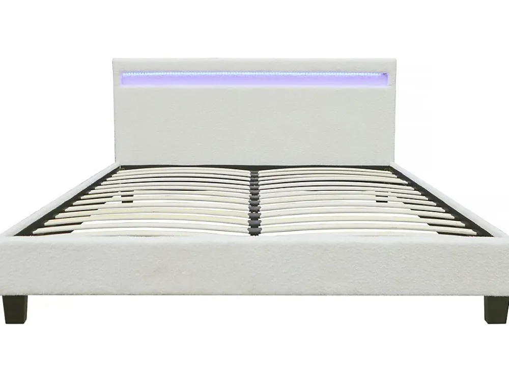 Habitat Et Jardin Lit tissu bouclette avec LED "Maria" 140x190cm Crème* Lit Coffre