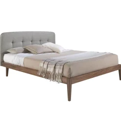 Lit tufté en tissu gris moderne pour chambre à coucher élégante><noscript><img width=