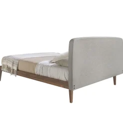 Lit tufté en tissu gris moderne pour chambre à coucher élégante><noscript><img width=