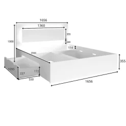 Lit VELTIS 160x200 cm avec tete de lit LED Coloris chene Wellington Sommier et matelas non inclus><noscript><img width=