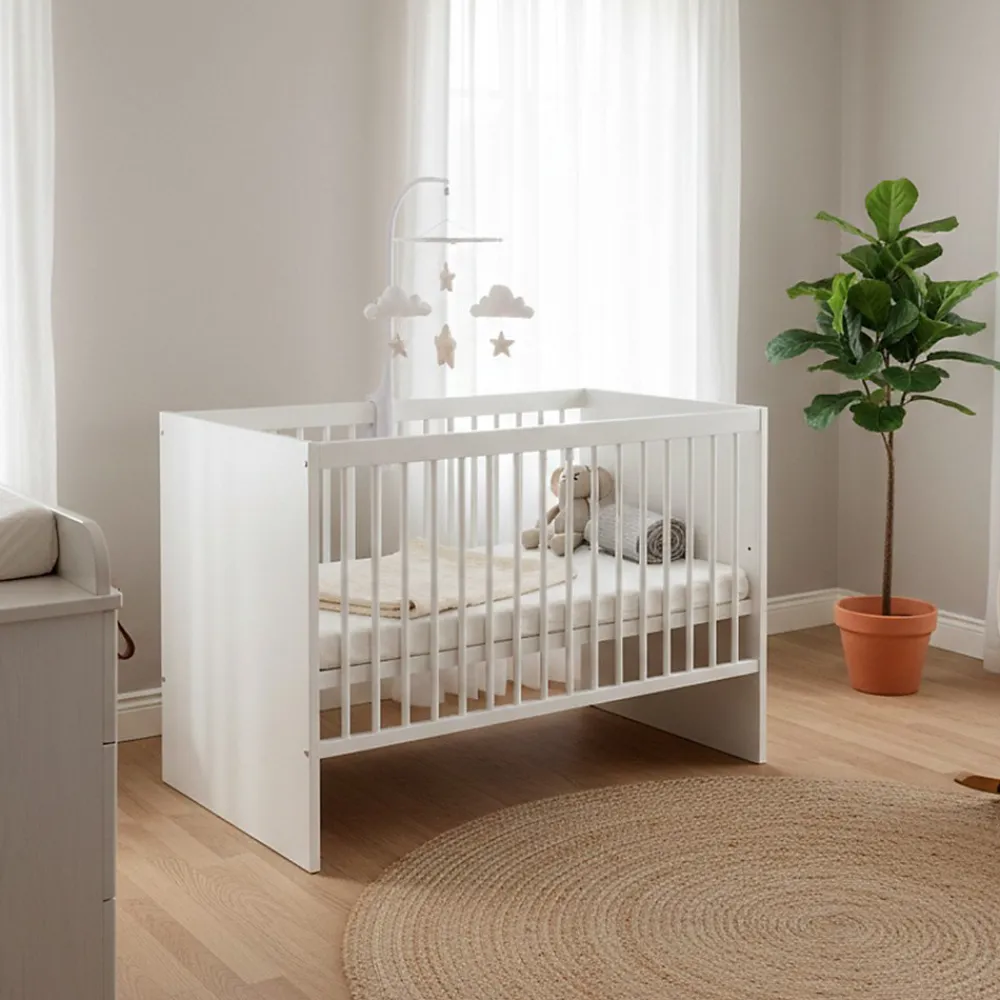 Monmobilierdesign Lit évolutif Bébé Convertible En Lit Enfant Blanc 140x70* Lit Coffre