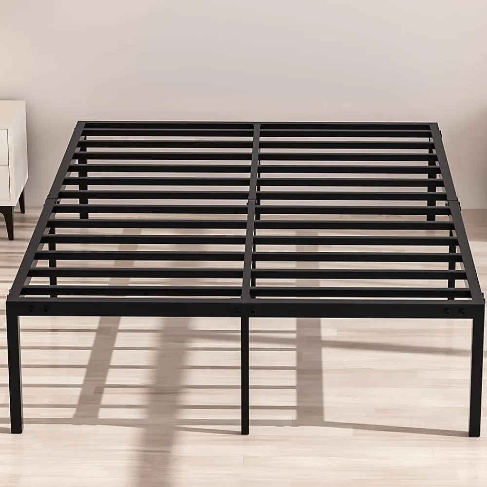 Lit 160x200 avec Sommier, 36 cm Sommier Plateforme Métallique, Cadre de Lit 160 x 200cm pour Rangement sous Le lit>Teeno Hot