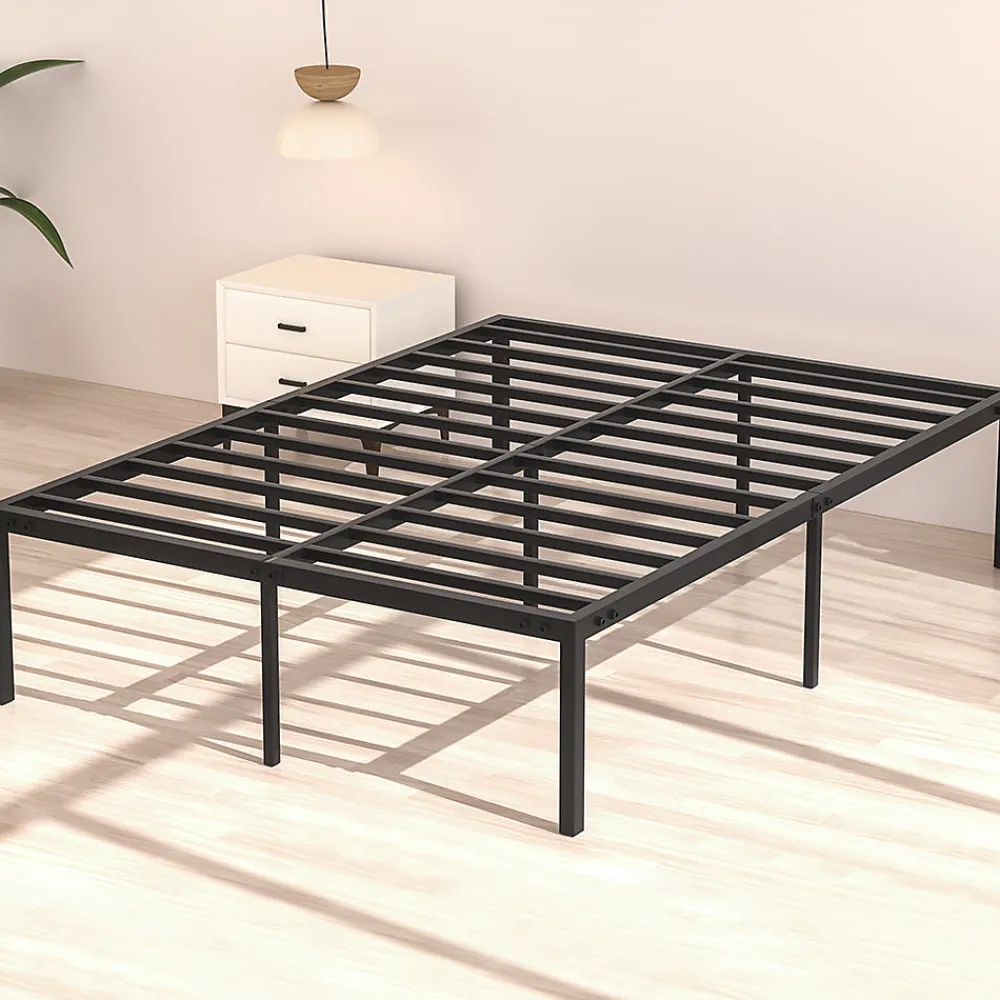 Lit 160x200 avec Sommier, 36 cm Sommier Plateforme Métallique, Cadre de Lit 160 x 200cm pour Rangement sous Le lit>Teeno Hot