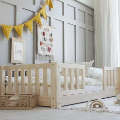 Petits-Meubles Lit 90x190 barrières et sommier inclus pieds 1 cm Agnès Bois*Enfant Lit Enfant