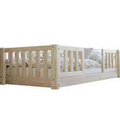Petits-Meubles Lit 90x190 barrières et sommier inclus pieds 1 cm Agnès Bois*Enfant Lit Enfant
