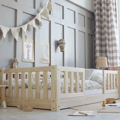 Petits-Meubles Lit 70x140 barrières et sommier inclus pieds 1 cm Agnès Bois*Enfant Lit Enfant