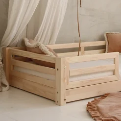 Lit 90x190 barrières et sommier inclus pieds 1 cm Mylena Bois><noscript><img width=