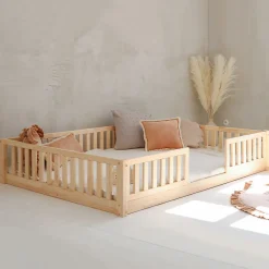 Lit 140x190 barrières et sommier inclus pieds 1 cm Agnès Bois>Petits-Meubles Sale