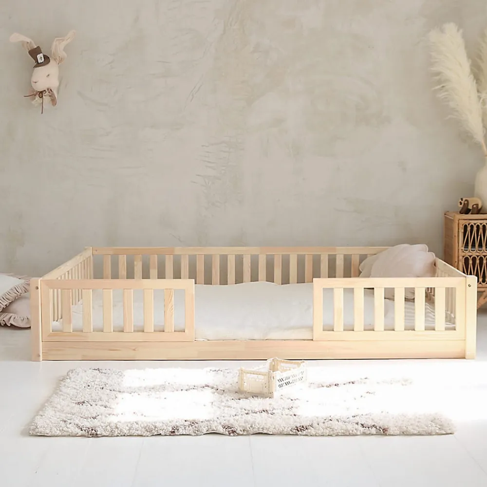 Lit 140x190 barrières et sommier inclus pieds 1 cm Agnès Bois>Petits-Meubles Sale