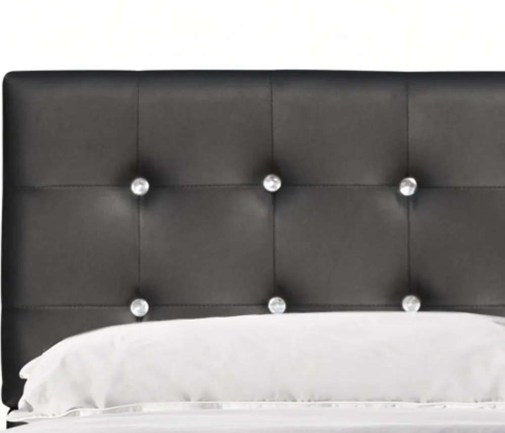 Lit 140x200 cm - avec sommier - tete de lit capitonnee noir - pieds 10 cm - 13 lattes - confort optimal - design moderne>King Of Dreams