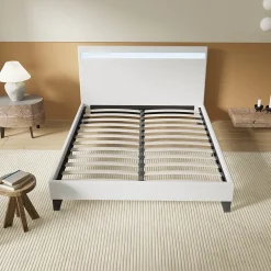 Lit 140x200 cm avec Éclairage LED Simili Blanc>November Outlet
