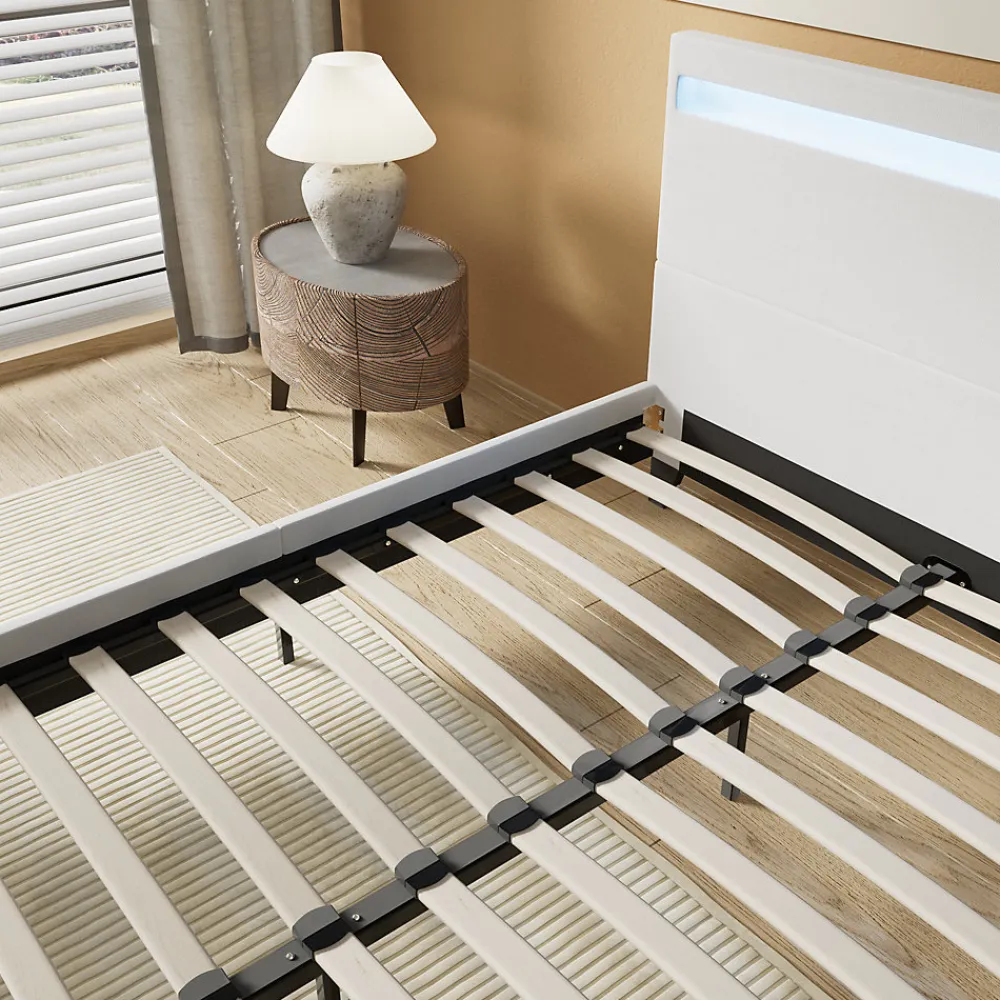 Lit 140x200 cm avec Éclairage LED Simili Blanc>November Outlet