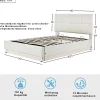 Redom Lit 140x200 cm avec coffre hydraulique et éclairage LED, tête et cadre tapissés similicuir blanc contemporain* Lit Avec Rangement