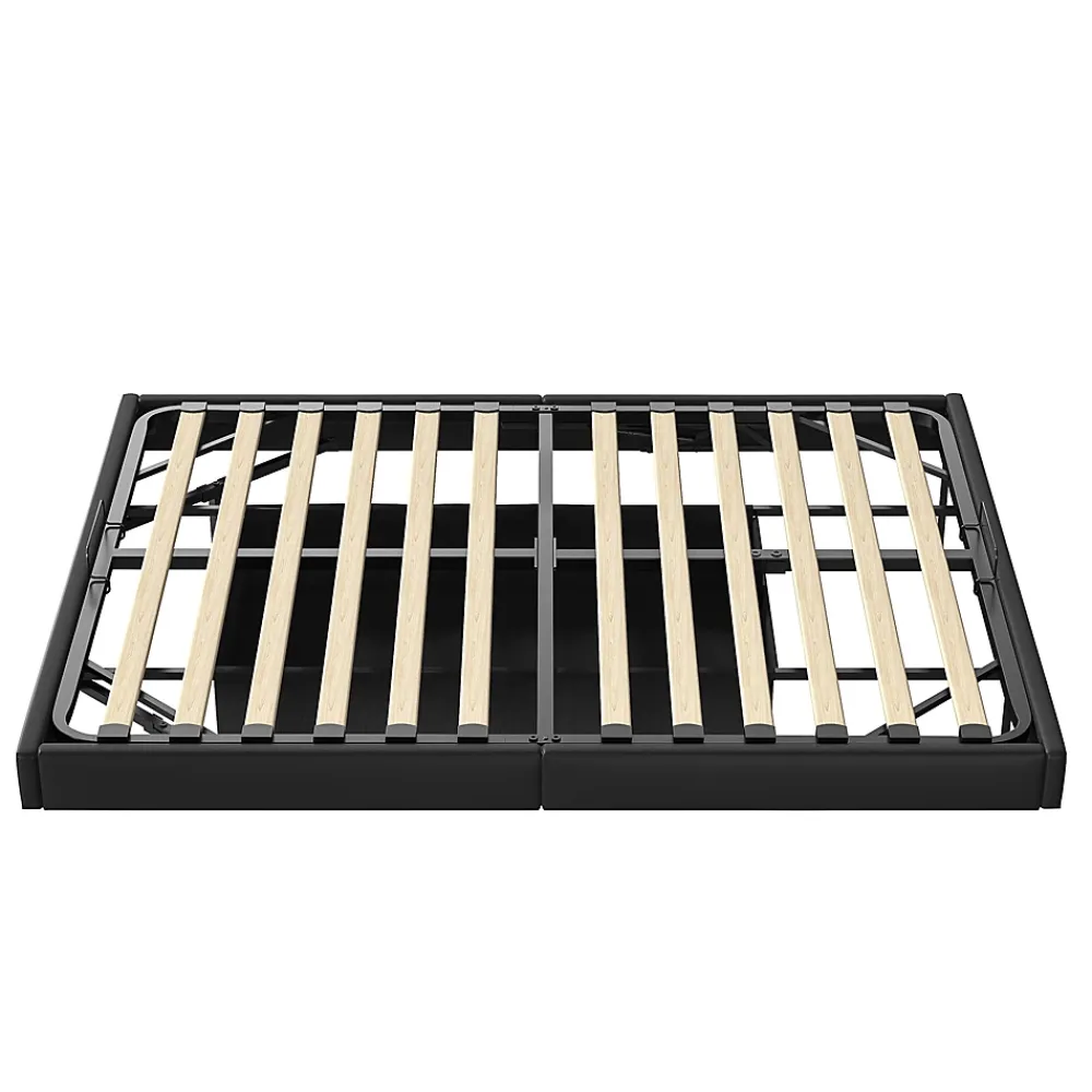 ProximaX Lit 160x200 cm avec LED, cadre flottant, base en bois, PU noir, sans tête de lit, rangement* Lit Coffre