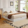 Redom Lit 160x200 cm avec rangement hydraulique et tête de lit coffre tapissée en PU blanc, design moderne* Lit Avec Rangement
