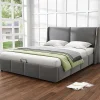 Lit 160x200 cm avec rangement hydraulique et tête de lit capitonnée en velours gris, design classique-moderne>Redom Outlet