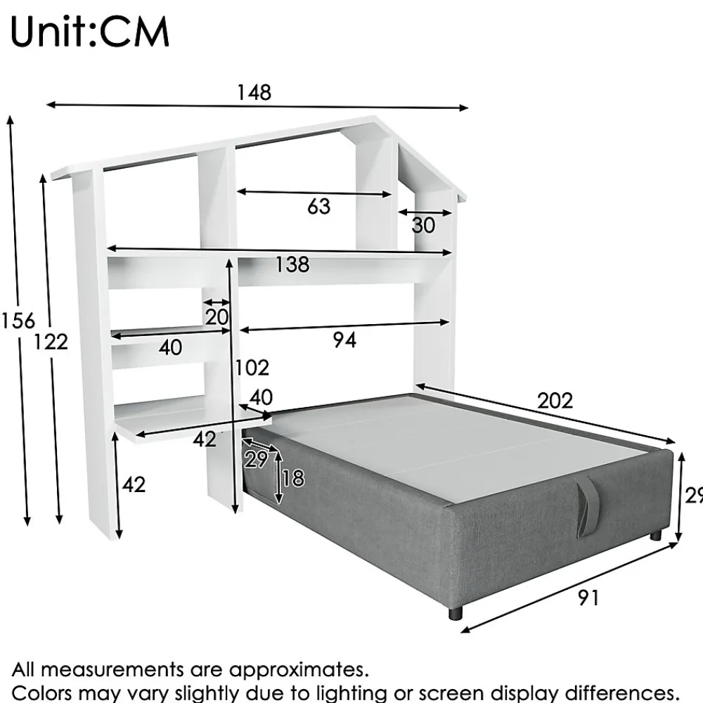 Lit 90x200 cm avec rangement hydraulique, tête de lit étagère en lin gris et ports USB-C, design contemporain>Redom