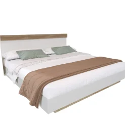 Lit 180x200 cm avec rangement intégré et tête de lit décor chêne Sonoma, design flottant moderne>Redom Discount