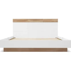 Lit 180x200 cm avec rangement intégré et tête de lit décor chêne Sonoma, design flottant moderne><noscript><img width=