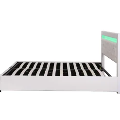 Redom Lit 180x200 cm avec rangement sous sommier et tête de lit rembourrée en PU, design moderne et élégant* Lit Avec Rangement