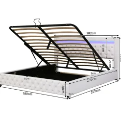 Redom Lit 180x200 cm avec rangement sous sommier et tête de lit rembourrée en PU, design moderne et élégant* Lit Avec Rangement
