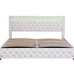 Redom Lit 180x200 cm avec rangement sous sommier et tête de lit rembourrée en PU, design moderne et élégant* Lit Avec Rangement