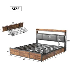 Fortuna lai Lit 160x200 cm avec sommier à lattes, LED, 4 tiroirs, Adolescents, sans matelas* Lit Coffre