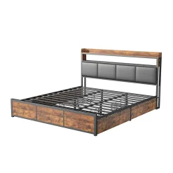 Fortuna lai Lit 160x200 cm avec sommier à lattes, LED, 4 tiroirs, Adolescents, sans matelas* Lit Coffre