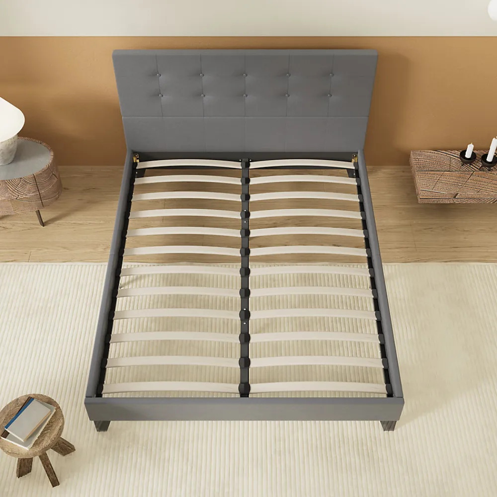 Lit 160x200 Cm Avec Tête De Lit Boutonnée Simili Gris>November Sale