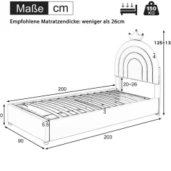 Redom Lit 90x200 cm avec tête de lit réglable, tapissé PU rose et sommier à lattes, design contemporain* Lit Avec Rangement