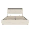 ProximaX Lit 140x200 cm beige avec LED, ports USB-C, rangement sous le lit et tête de lit design* Lit Double