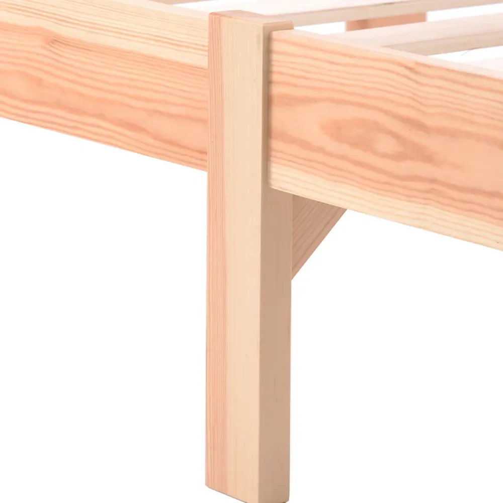 ProximaX Lit 90x200 cm bois massif, cadre avec sommier à lattes et tête de lit, adapté enfants, ados et adultes, couleur naturel* Lit Simple