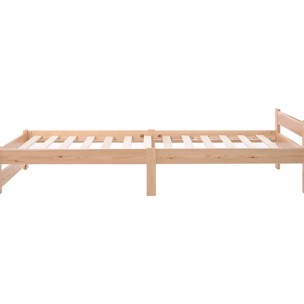 ProximaX Lit 90x200 cm bois massif, cadre avec sommier à lattes et tête de lit, adapté enfants, ados et adultes, couleur naturel* Lit Simple