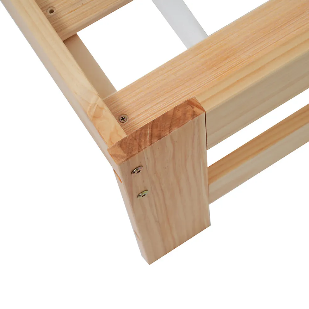 Lit 140x200 cm en bois massif naturel avec tête de lit et sommier à lattes, lit futon solide pour adolescents et adultes>ProximaX Sale
