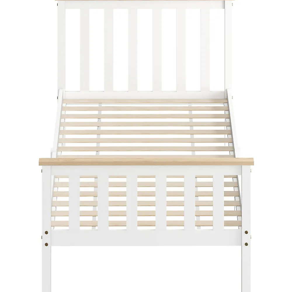 Lit 90x200 cm en pin massif blanc avec rangement sous le sommier, design naturel et silencieux>Redom Sale