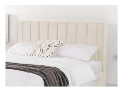 Lit 140x190 cm en velours beige - CAMBRIDGE><noscript><img width=