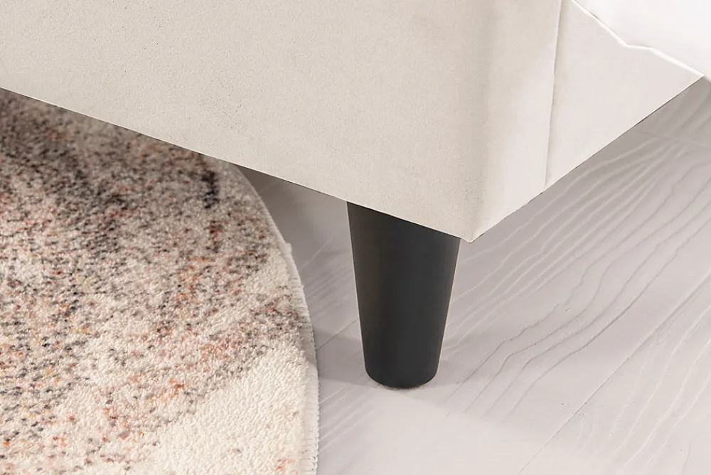 Lit 140x190 cm en velours beige - CAMBRIDGE>Concept Usine Outlet